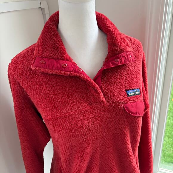 Patagonia Re-Tool Snap T Red Small Quarter Button Sweater Women's Shacket - Picture 4 of 7